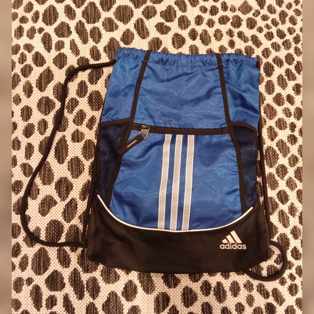 Adidas Blue and Black Drawstring Backpack